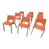 9 vintage orange plastic adult chairs