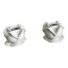2 bougeoirs rose en porcelaine blanche