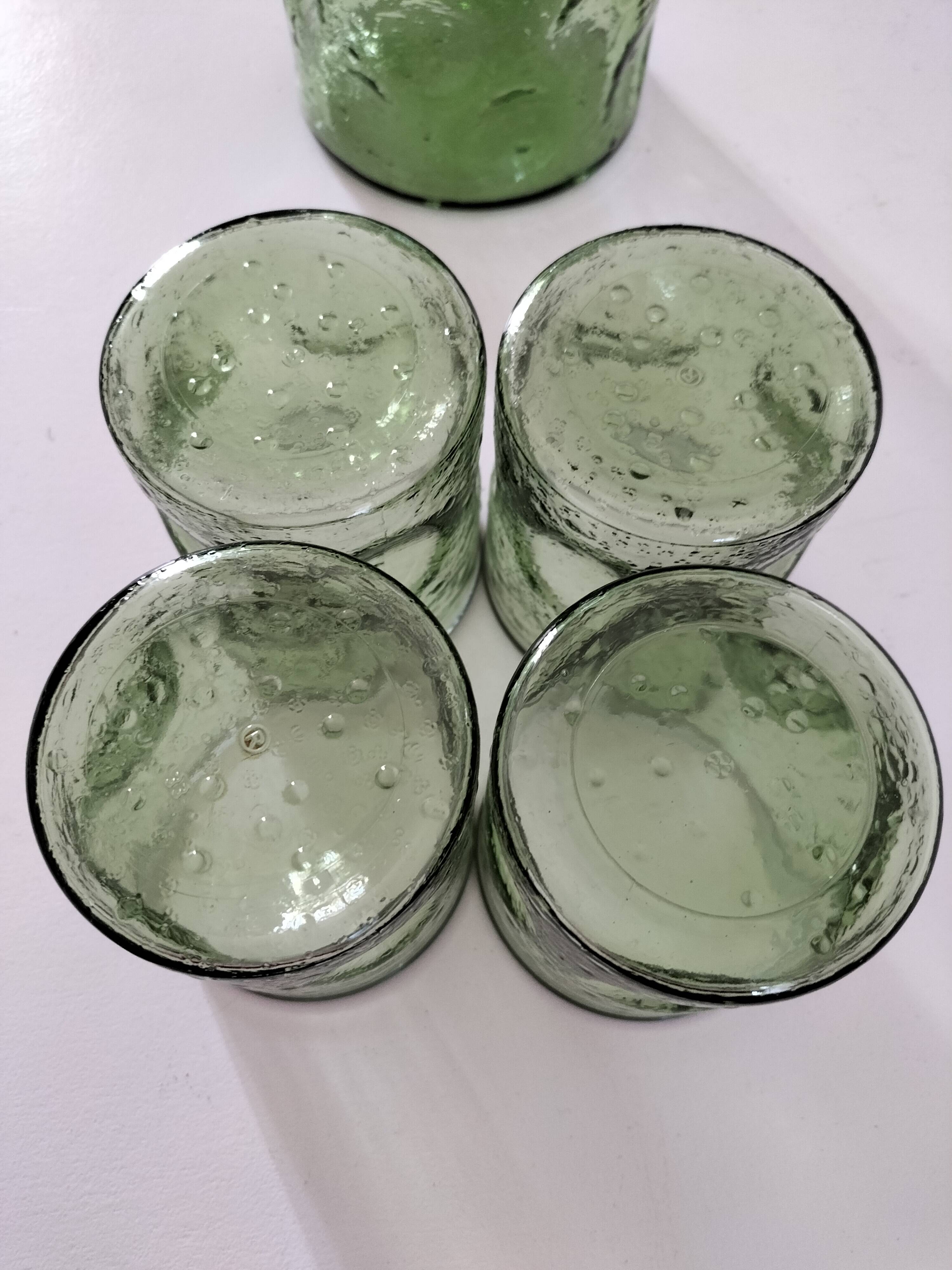 Carafe and matching tumblers in molded glass