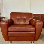 Vintage Danish mid-century Svend Skipper leather club chairs 1970s