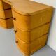 Old beech desk in art deco style with drawer, vintage 60s