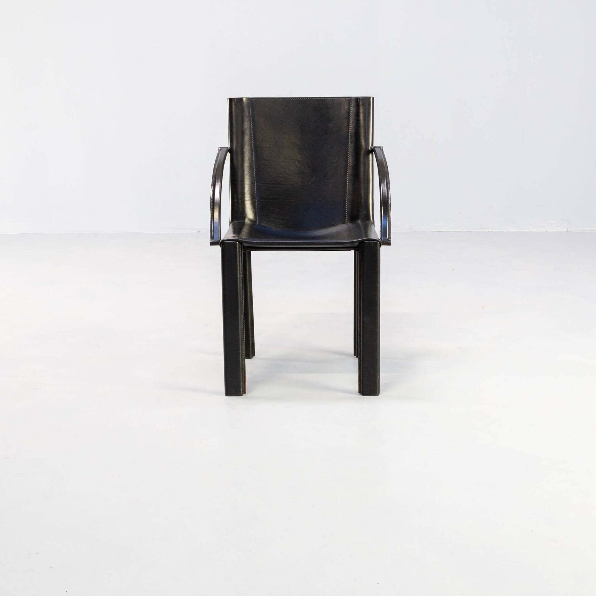 Carlo Bartoli black leather dining chair for Matteo Grassi set/4