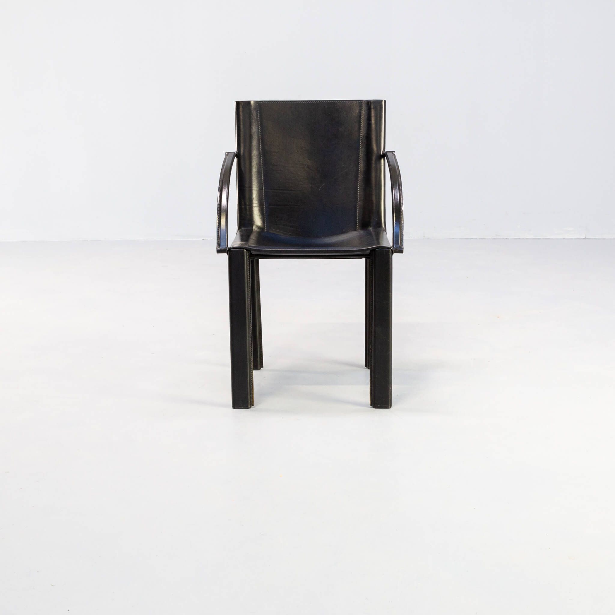 Carlo Bartoli black leather dining chair for Matteo Grassi set/4