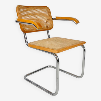 Tubular Frame and Cane Cantilever Dining Chair, Italy, 1970s