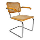 Tubular Frame and Cane Cantilever Dining Chair, Italy, 1970s