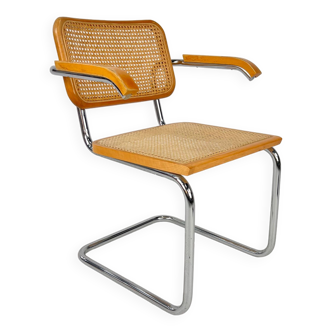 Tubular Frame and Cane Cantilever Dining Chair, Italy, 1970s