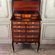 Louis XV Notary Secretary Cabinet in Veneer, Stamped by Nicolas Pet