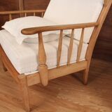 Pair of armchairs with ears of the 50s in oak