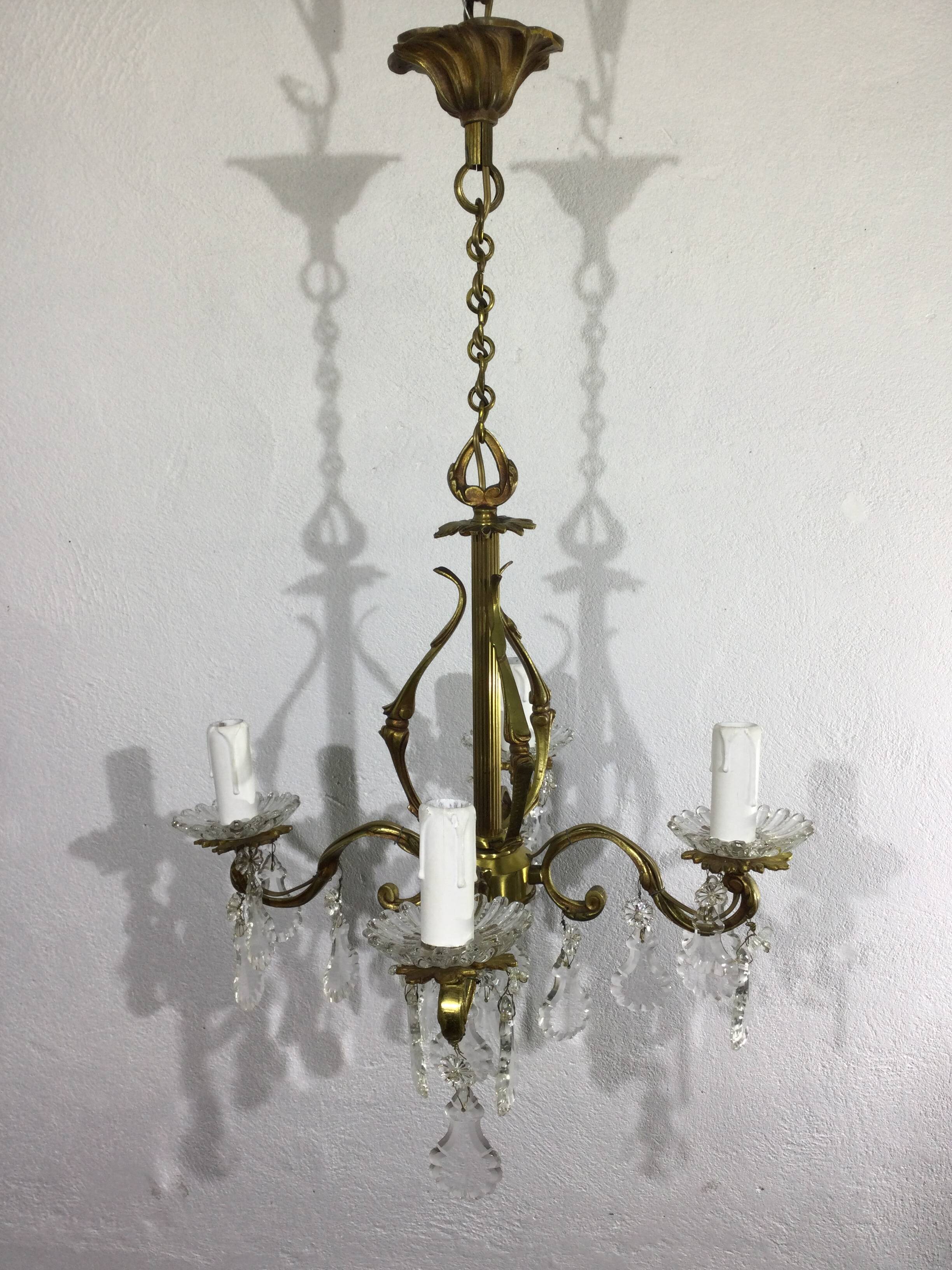 Chandelier With 4 Lights Bronze And Tassels