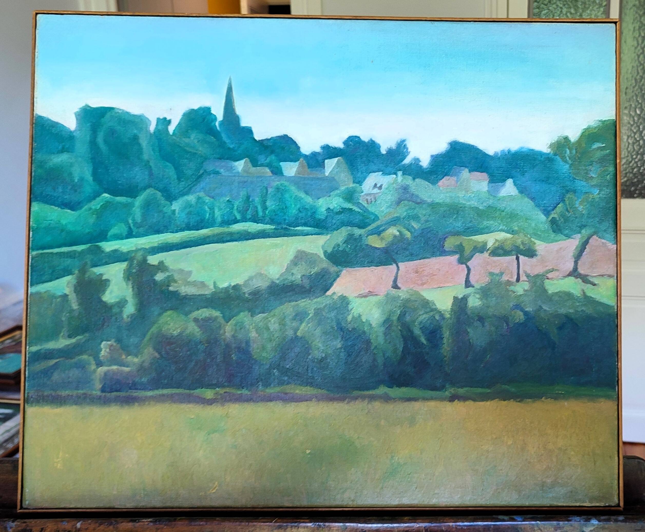 Country landscape by nelly le couedic (20th century)