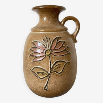 Vase fleuri en céramique West germany 1970