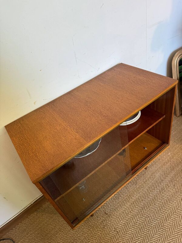Enfilade vitrée vintage en placage de teck