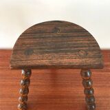Vintage solid wood tripod stool from the 70s
