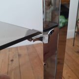 80s chrome and smoked glass rolling trolley