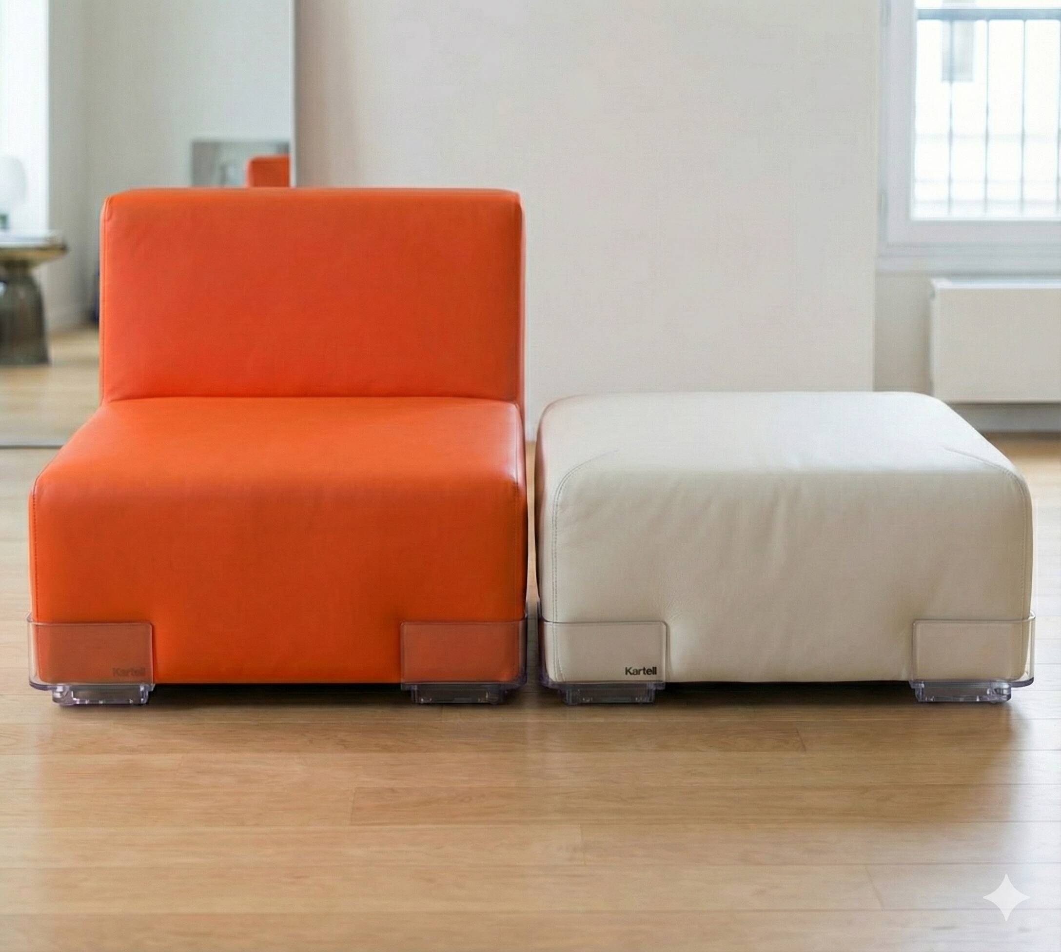 Ensemble Chauffeuse et Pouf "Plastics" - Design Piero Lissoni pour Kartell
