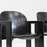 Chaises de salle à manger en cuir noir Dialogo par Afra et Tobia Scarpa pour B&B Italia