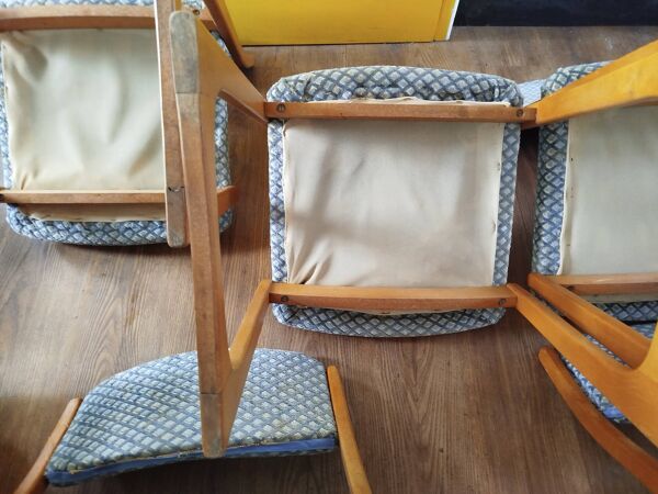 Ensemble de 6 chaises traineau, années 70