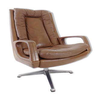 Fauteuil en cuir Carl Straub années 1960