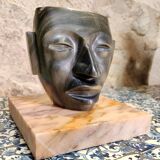 Sculpture - man's face in obsidian
