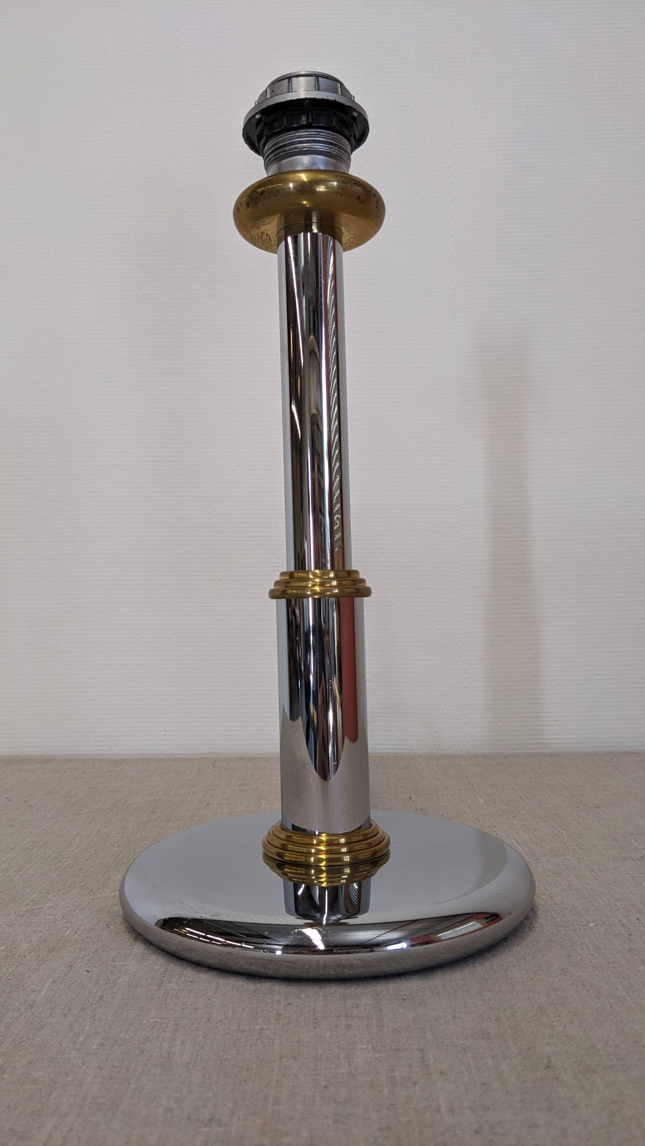 Hollywood Regency lamp base in chrome brass, France circa 1970.