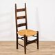 Set of 4 brutalist chairs in carved wood and straw – Circa 1940
