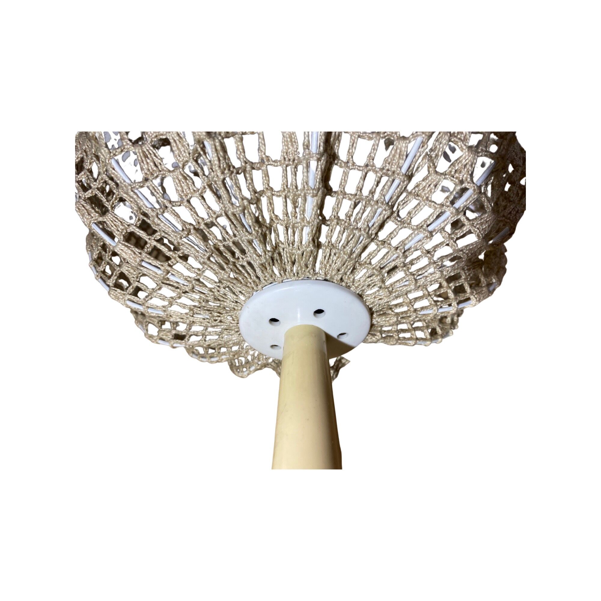 Vintage Tulip Lamp ARO Germany | 1960s German Designer Lighting With Tulip Base And Cotton Shade