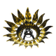 Sunburst ceiling light fixture or sconce in gilt wrought iron, Spain, circa 1960s