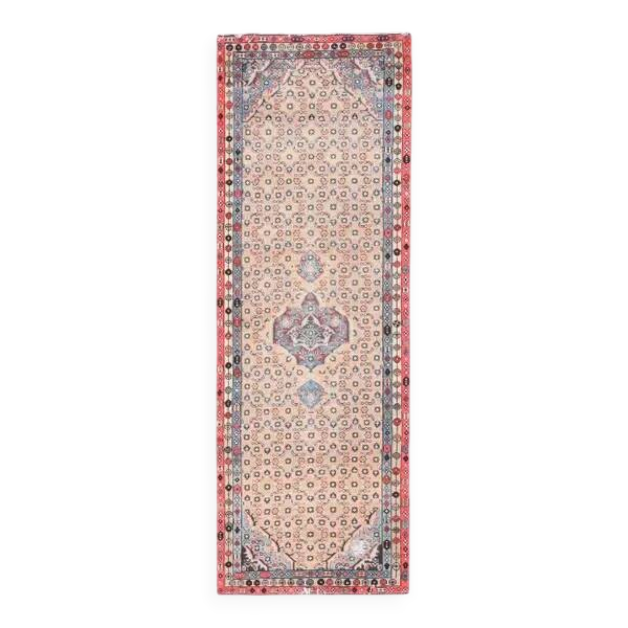 Vintage Turkish Oushak Handmade Wool Cotton Beige Runner Rug  98x284