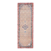 Tapis couloir vintage turc Oushak fait main en laine et coton beige 98x284