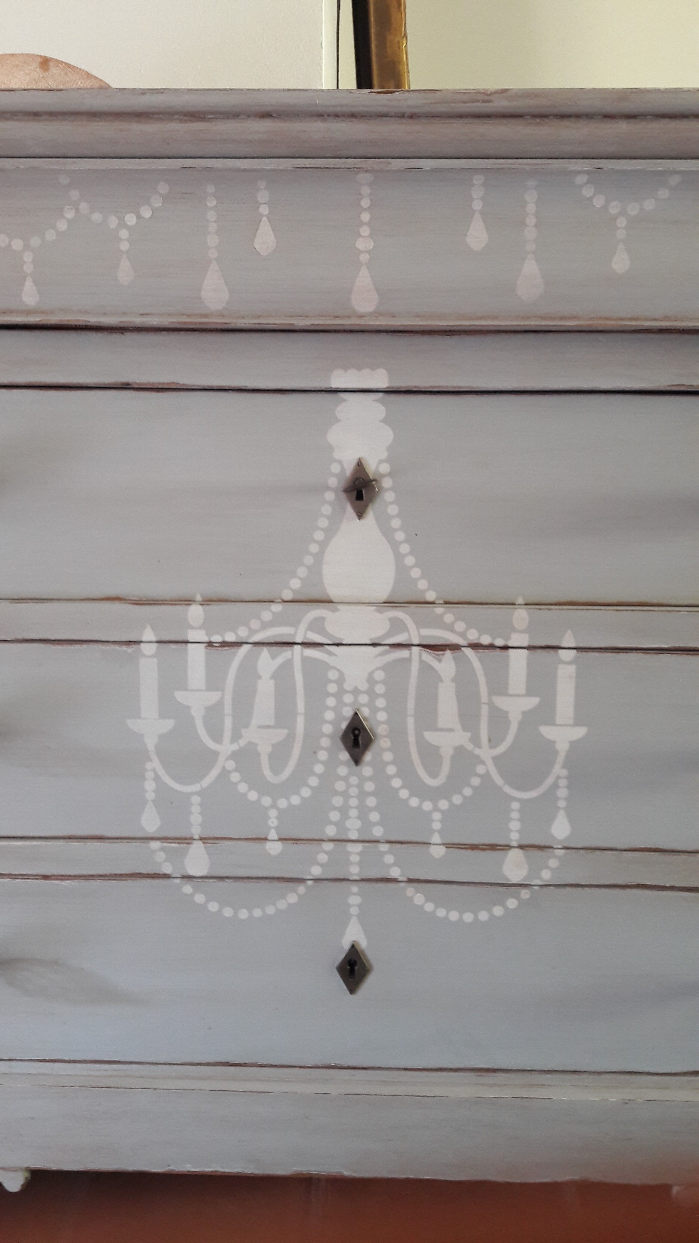 Old walnut dresser style Louis Philippe grey patina