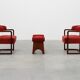 Ensemble of Two Art Deco Chairs with Matching Stool, Belgium ca. 1920