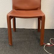 Brown leather zipped chair in Bellini style, Italian design.