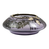 Art Deco vase in mauve glass D'Argyl with a pewter mount.