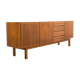 Vintage walnut wood row, restored, 220cm