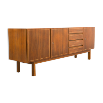 Vintage walnut wood row, restored, 220cm