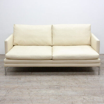 Zanotta white leather sofa