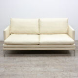 Zanotta white leather sofa