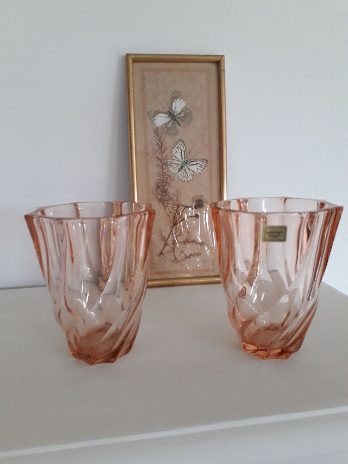 Nice duo pink vases luminarc