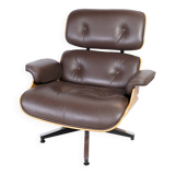 Charles Eames Lounge Chair In Brown Leather And Light Walnut