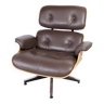 Charles Eames Lounge Chair In Brown Leather And Light Walnut