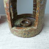 Ancienne lanterne bougeoir en grès pyrité, lanterne décorative