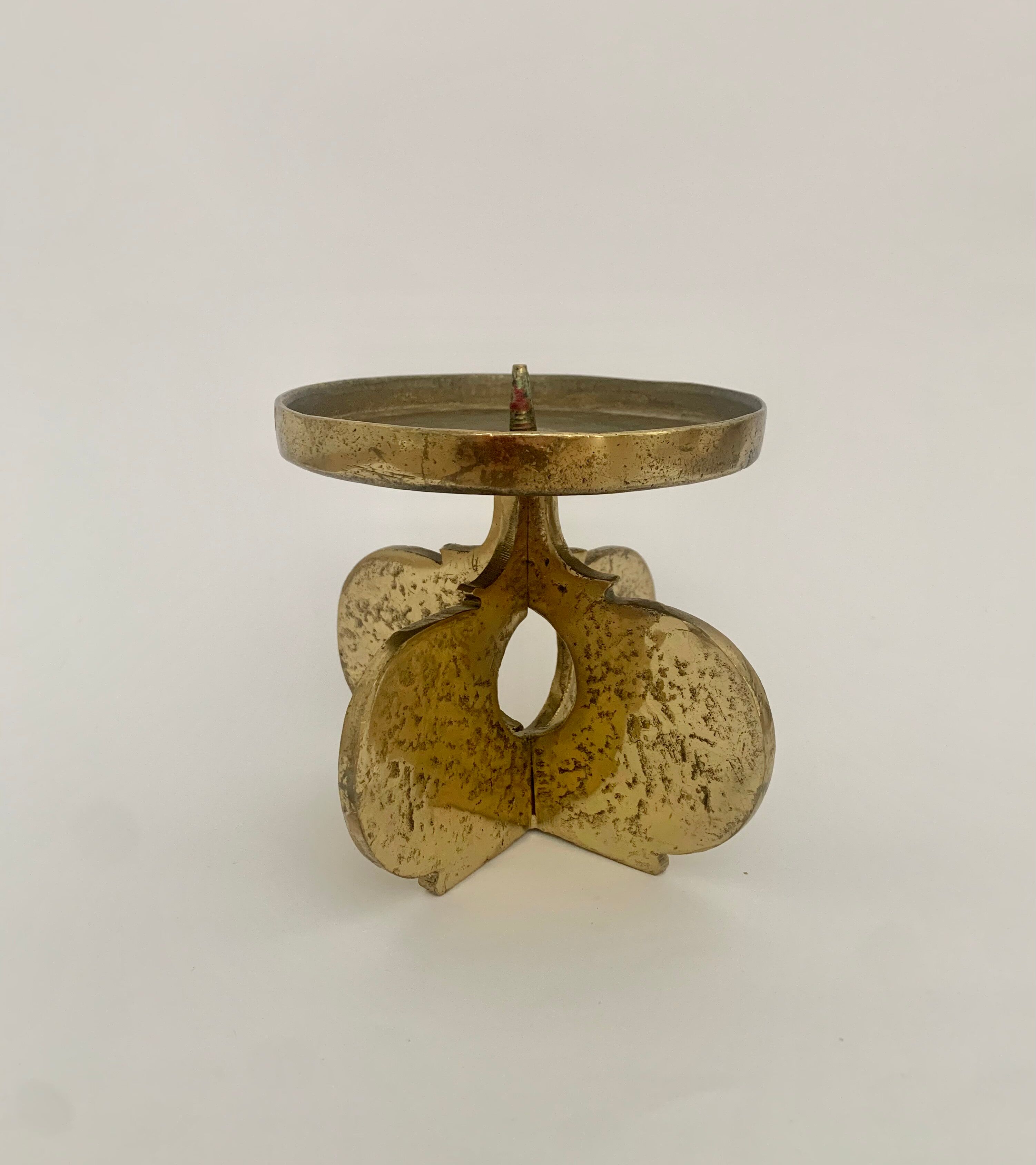 Brutalist bronze candleholder, 1970s