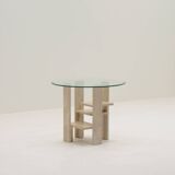 Travertine side table by Willy Ballez, 1970s Belgium.