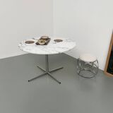 60s marble table with chrome cross base