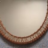 Oval mirror with woven rattan frame 63x47
