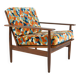 Scandinavian armchair with geometric fabric