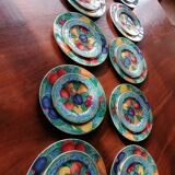 Set of 2 x 12 fine porcelain plates, dinner and dessert plates - Basket