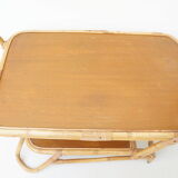 Vintage rattan bamboo serving tray 1960