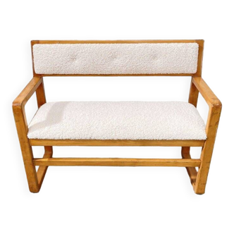 Banquette vintage en chêne des années 1950