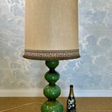 Green ceramic sun lamp/table, Kaiser Leuchten, Germany, 1960s elegance.